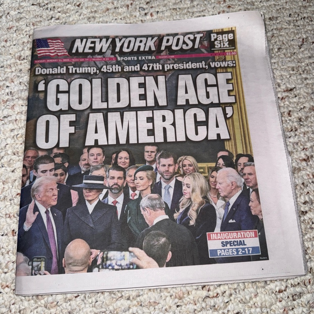New York post Donald Trump President January 21 2025 newspaper Inaugural Special